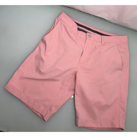 Bonobos Men Golf Shorts Pink Chino Performance Flat Front Stretch 32 10" Inseam - Picture 1 of 7